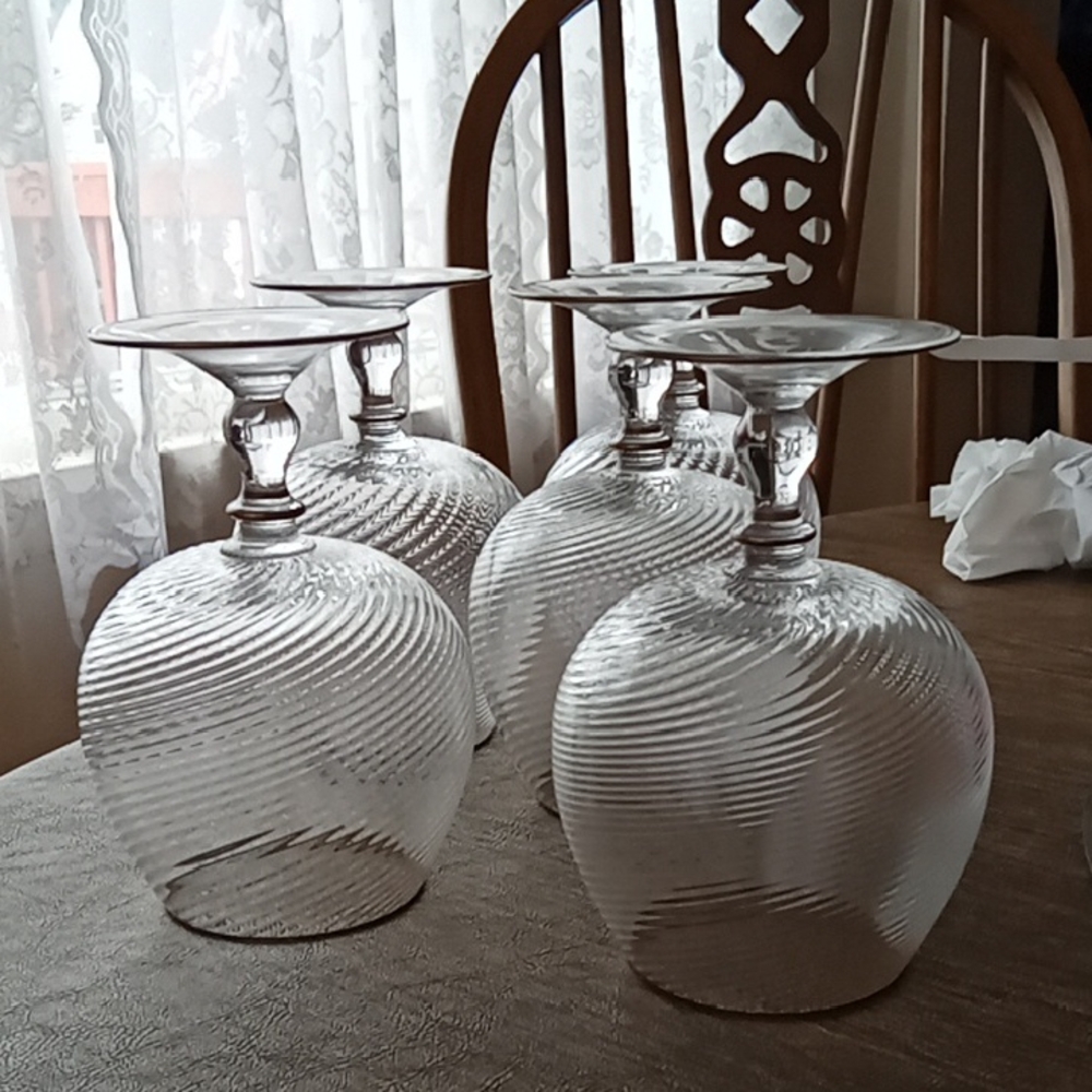 Elegant Clear Glass Goblets Set Of 5